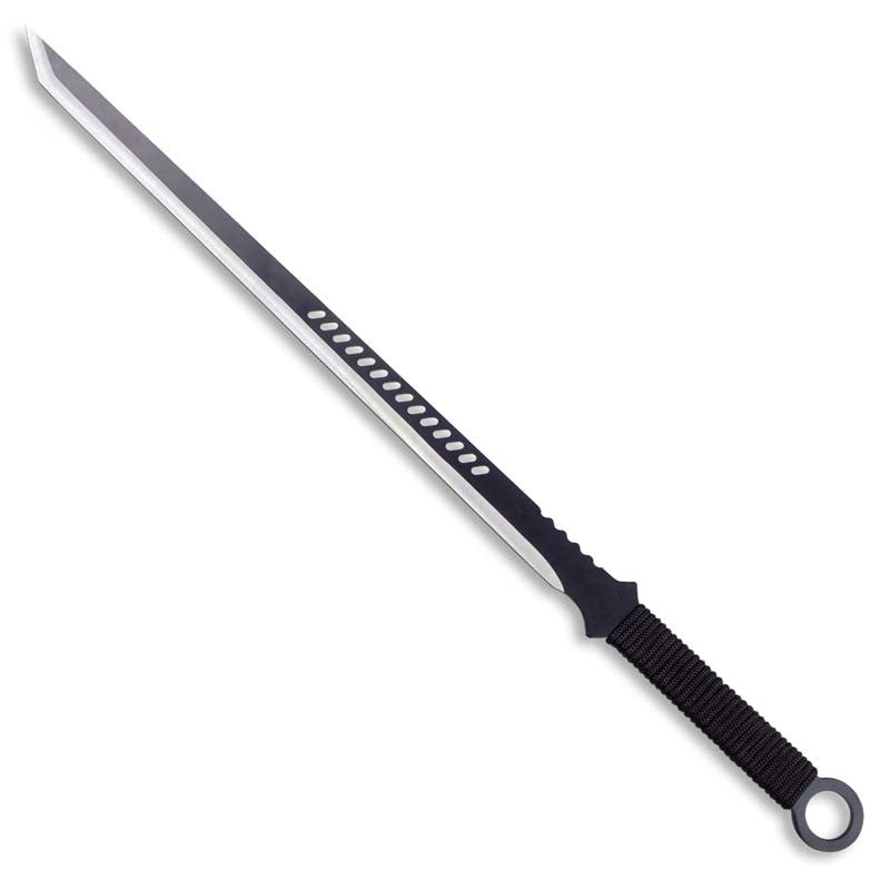 Tactical Master 27" Silver/Blk Tanto Machete Sword with 2 Throwing Knives