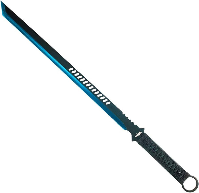 Tactical Master 27" Blue/Blk Tanto Machete Sword with 2 Throwing Knives