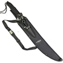 Tactical Master 26" Black Machete Ninja Sword & 3 Throwing Knife Set