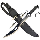 Tactical Master 26" Black Machete Ninja Sword & 3 Throwing Knife Set