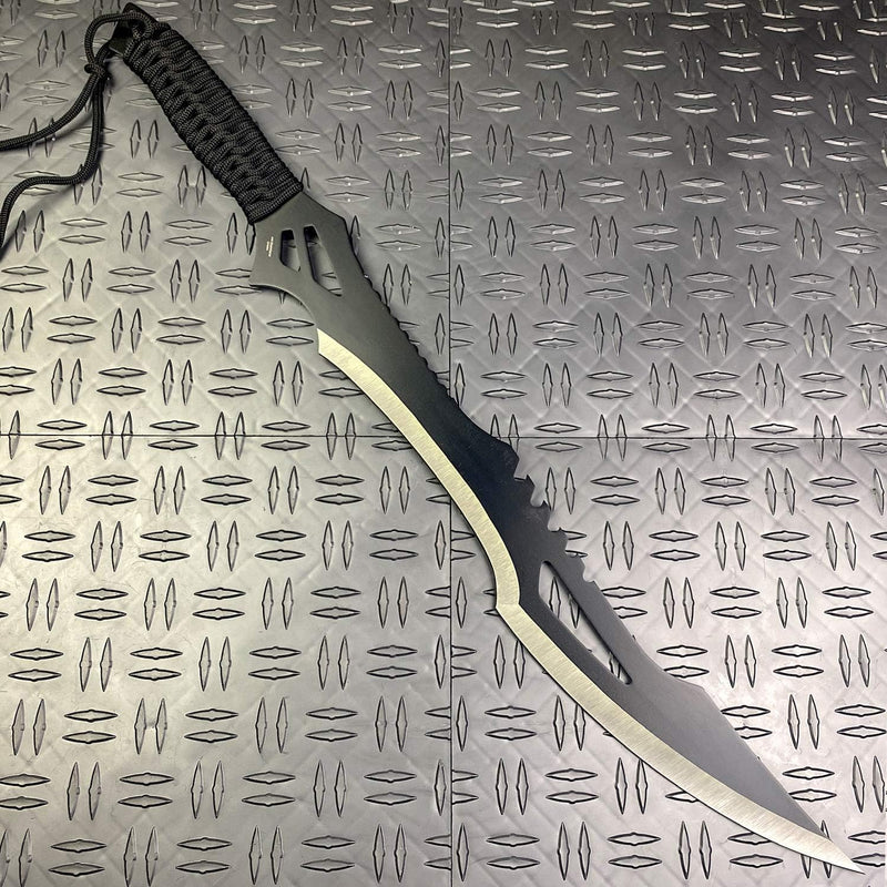 Tactical Master 26" Black Machete Ninja Sword & 3 Throwing Knife Set