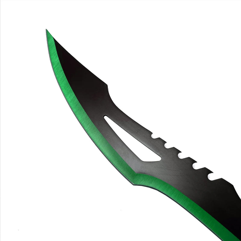 Tactical Master 26" Black/Green Machete Ninja Sword &  3 Throwing Knife Set