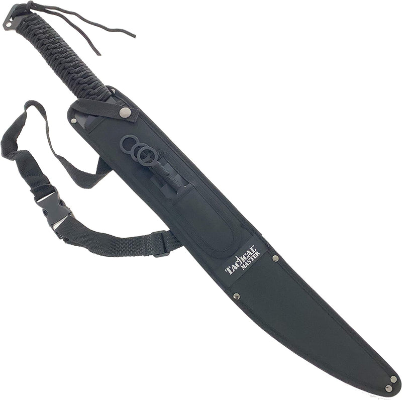 Tactical Master 28" Black & Silver Machete & Throwing Knife Set