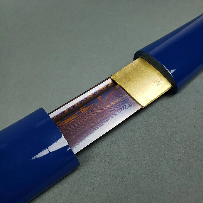 41″ Musha Hand Forged Blue Damascus Shirasaya