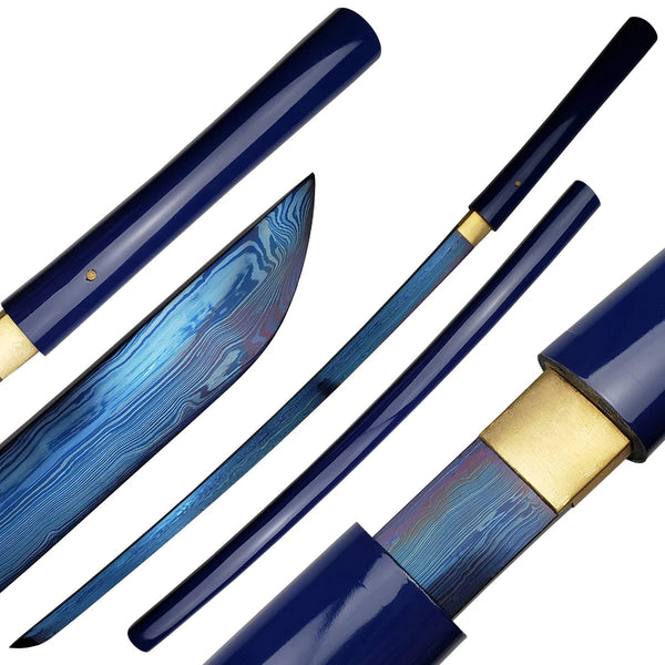 41″ Musha Hand Forged Blue Damascus Shirasaya