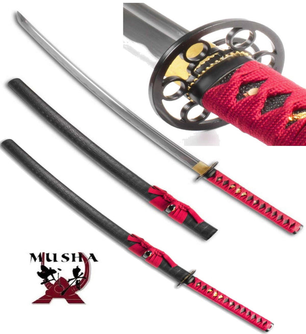41″ Musha Hand Forged Red ‘Enso’ Circles Samurai Sword