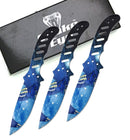 Snake Eye Full Tang Blue Dragon Throwing Knife Set 7"