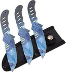 Snake Eye Full Tang Blue Dragon Throwing Knife Set 7"