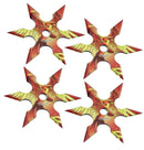 Snake Eye 4" Flaming Phoenix 6 Point Throwing Star 4 Set