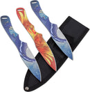 Snake Eye Golden Phoenix and Blue Dragon Throwing Knife Set 8"