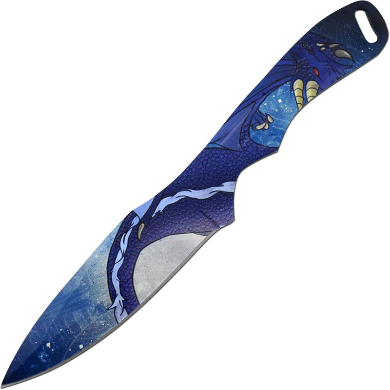 Snake Eye Golden Phoenix and Blue Dragon Throwing Knife Set 8"
