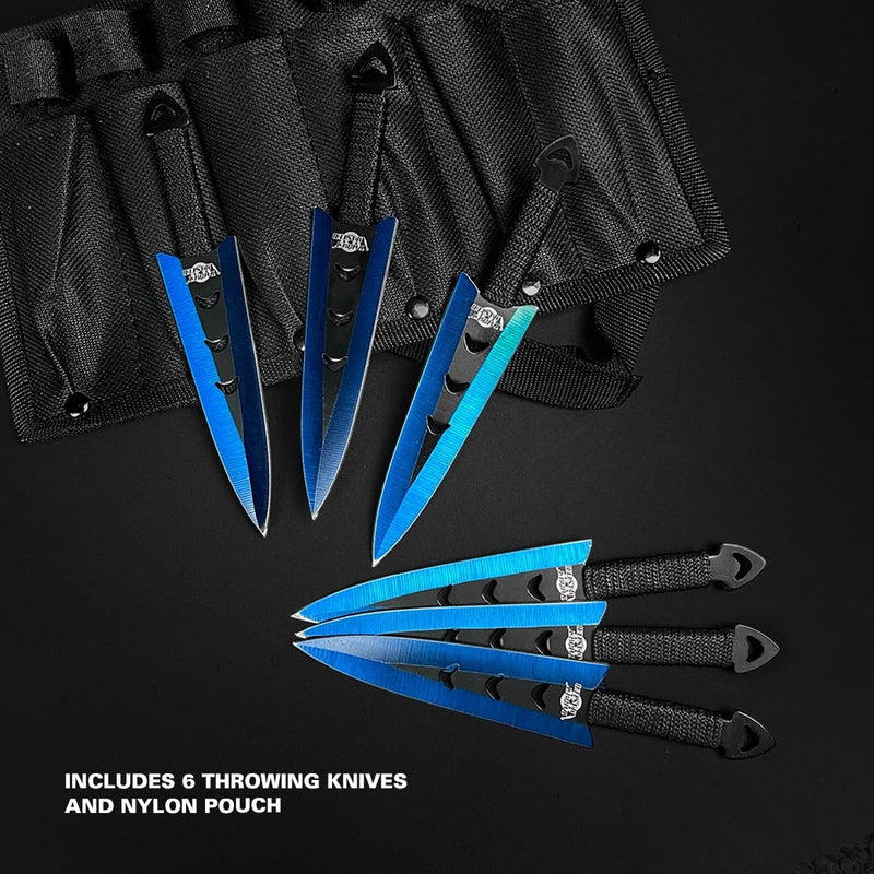 Target Master 6 Set Falcon Electric Blue Arrow Head Throwing Knife Set 6"