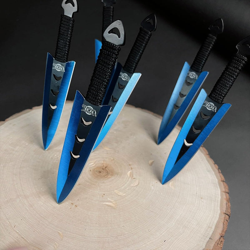 Target Master 6 Set Falcon Electric Blue Arrow Head Throwing Knife Set 6"