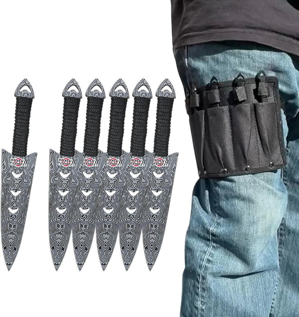 Target Master 6 Set Falcon Damascus Print Arrow Head Throwing Knife Set 6"