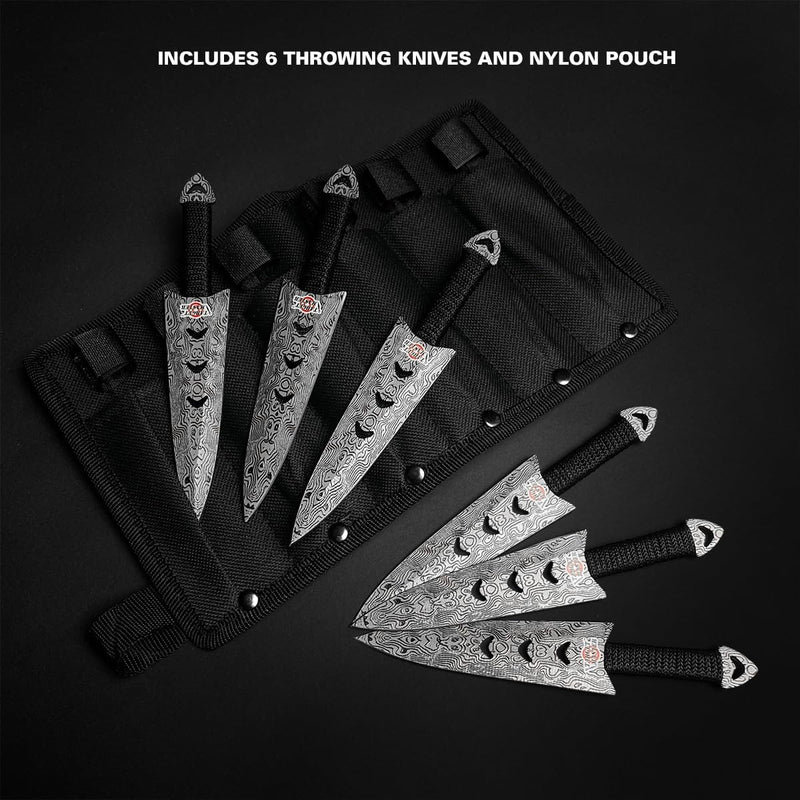 Target Master 6 Set Falcon Damascus Print Arrow Head Throwing Knife Set 6"