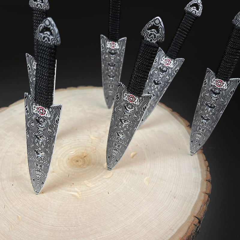 Target Master 6 Set Falcon Damascus Print Arrow Head Throwing Knife Set 6"