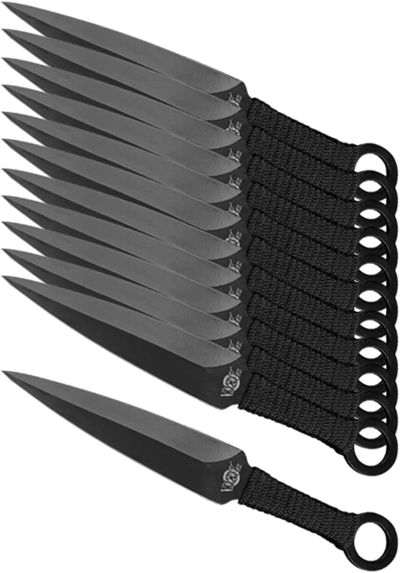 Target Master 12 Set Kunai Black Throwing Knife Set 8.5"