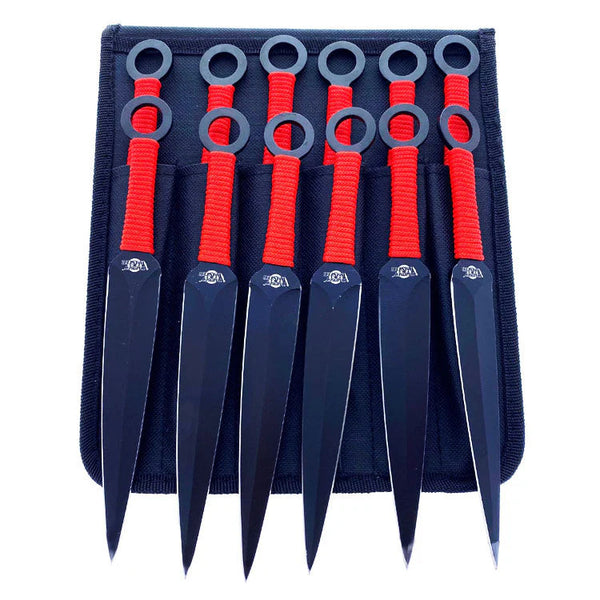 Target Master 12 Set Kunai Black/Red Throwing Knife Set 8.5"