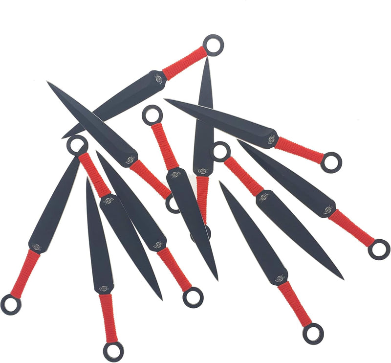 Target Master 12 Set Kunai Black/Red Throwing Knife Set 8.5"
