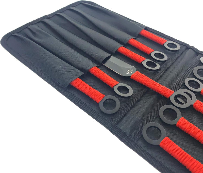 Target Master 12 Set Kunai Black/Red Throwing Knife Set 8.5"