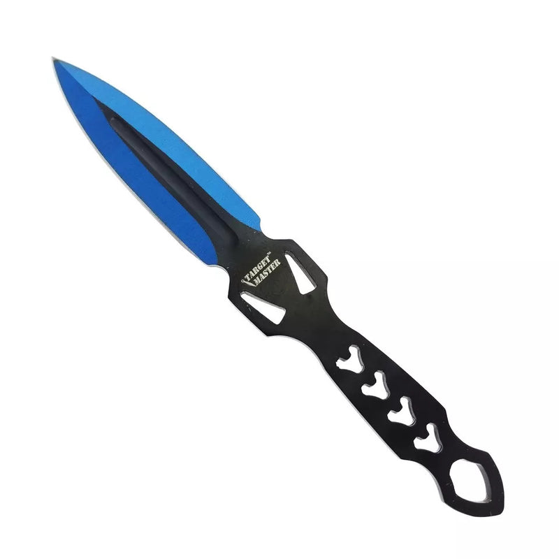 Target Master 3 Set Blue Stealth Dual Edge Spear Point Throwing Knife Set 6"