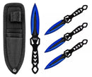 Target Master 3 Set Blue Stealth Dual Edge Spear Point Throwing Knife Set 6"