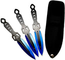 Target Master 3 Set Blue Stealth Dual Edge Spear Point Throwing Knife Set 6"