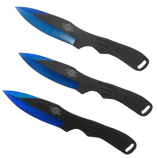 Target Master 3 Set Blue Jack Ripper Style Throwing Knife Set 8"