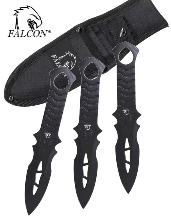Falcon 3 Set Black Bomber Throwing Knife Set 8"