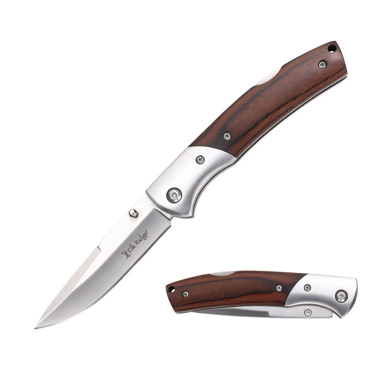 Elk Ridge 7.3" Lockback Wood Handle Folding Knife