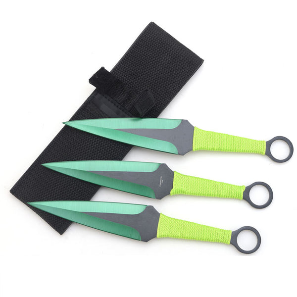 Backorder - Snake Eye Black/Green Kunai Throwing Knife Set 9″