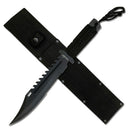 Survivor 13.5" Black Fixed Blade Bowie Knife