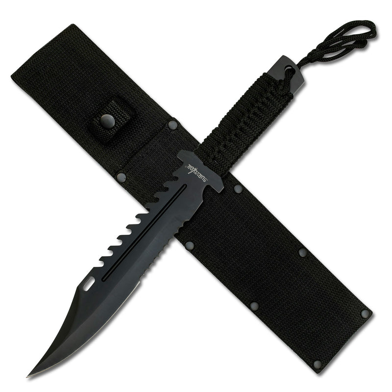 Survivor 13.5" Black Fixed Blade Bowie Knife