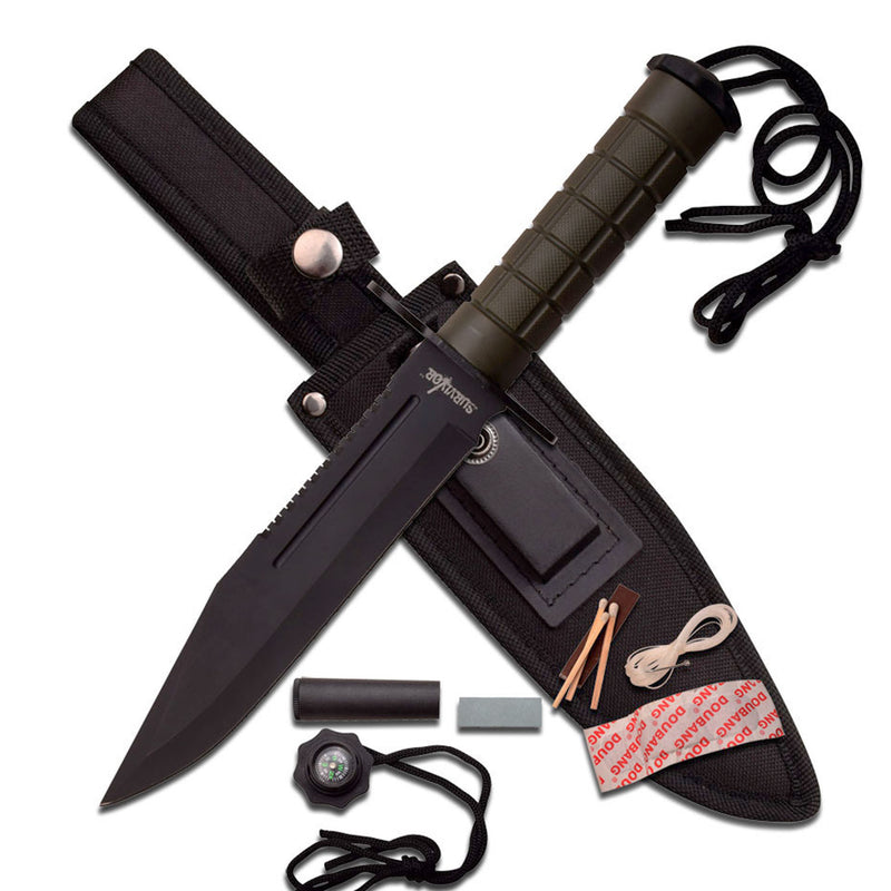 Survivior 12" Survival Bowie Fixed Blade Knife