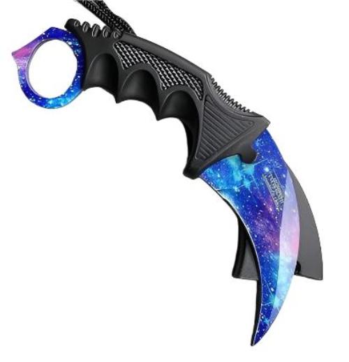 Falcon 7.5" Blue Galaxy Fixed Blade Karambit Knife
