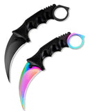 Falcon 7.5" Black & Rainbow Fixed Blade Karambit Knife Set