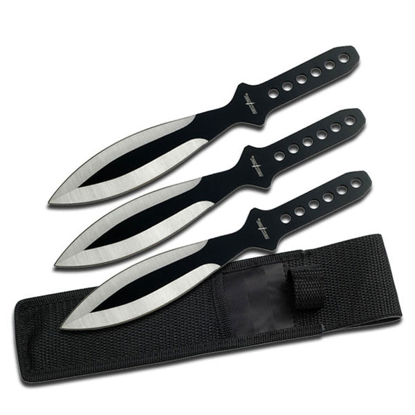 Perfect Point Blk/Silver Throwing Knife Set 9″