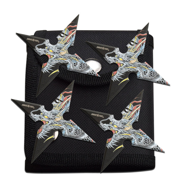Backorder - Perfect Point Embossed Dragon Throwing Star Set