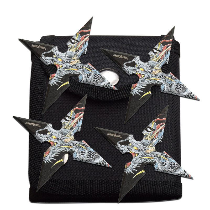 Backorder - Perfect Point Embossed Dragon Throwing Star Set