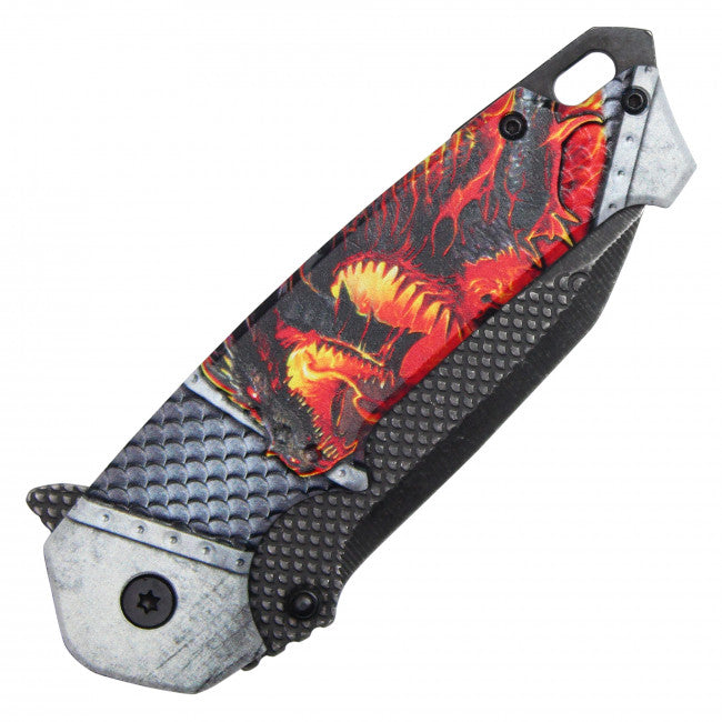 Wartech 8" Tactical Red Dragon Tanto Pocket Folding Knife