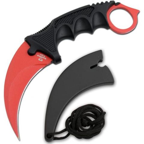 Snake Eye Red Karambit Tactical Fixed Blade 7.75″ Knife
