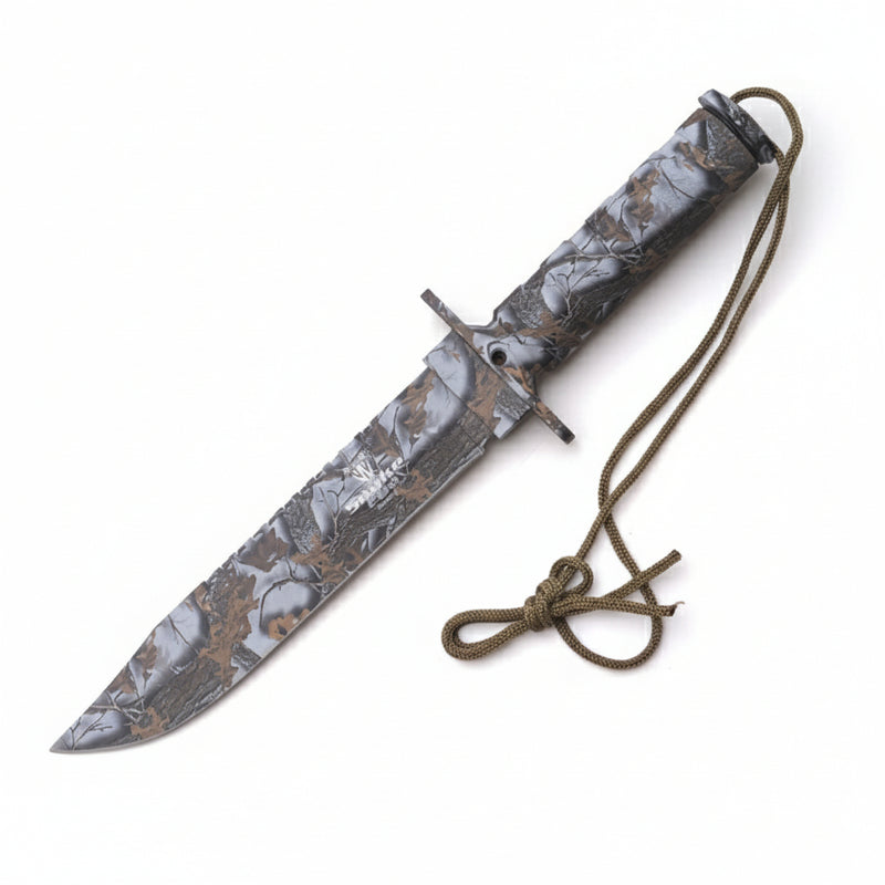 Snake Eye 13.5" Camo Woodland Fixed Blade Knife