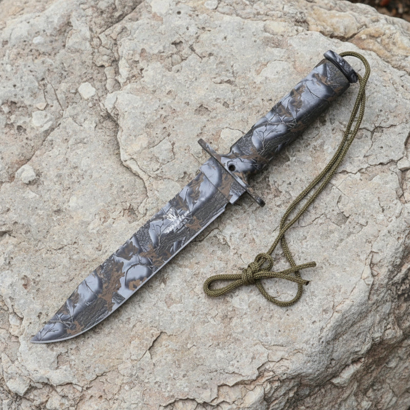 Snake Eye 13.5" Camo Woodland Fixed Blade Knife
