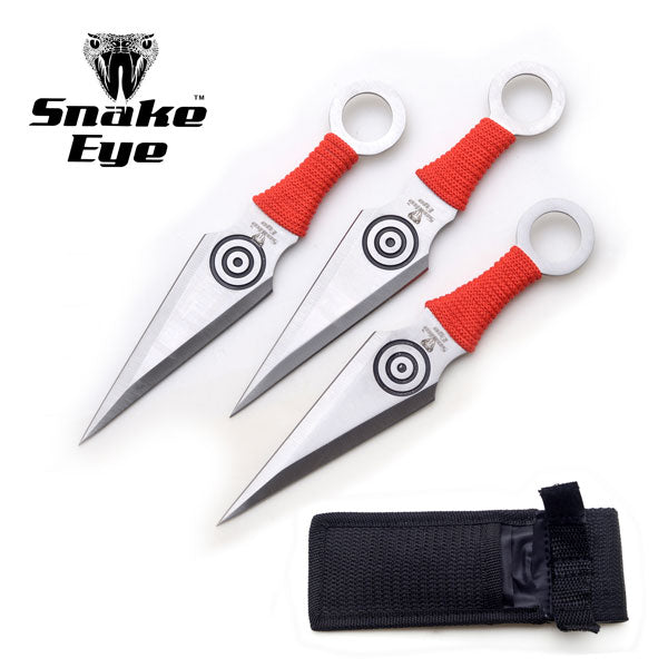 Perfect Point Red Target Kunai Throwing Knife Set 6.25″