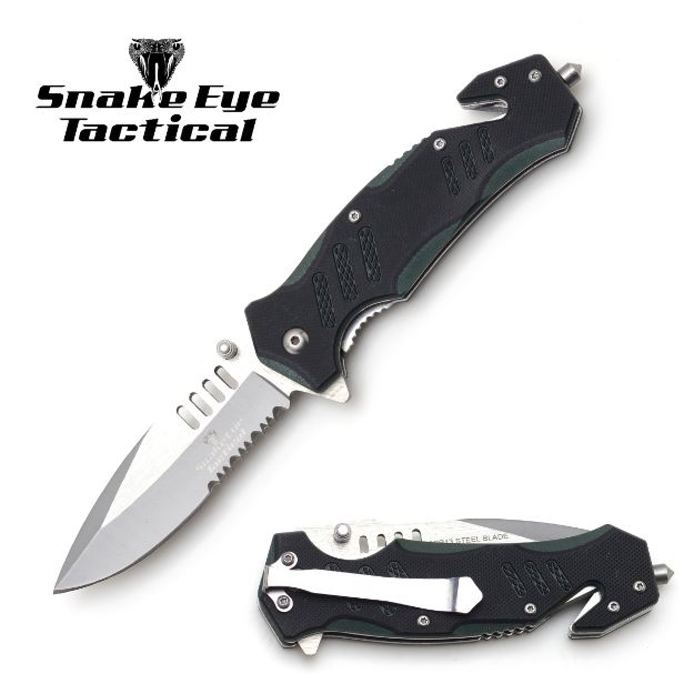 MTech USA 8" Green/Black Rescue Folding Knife