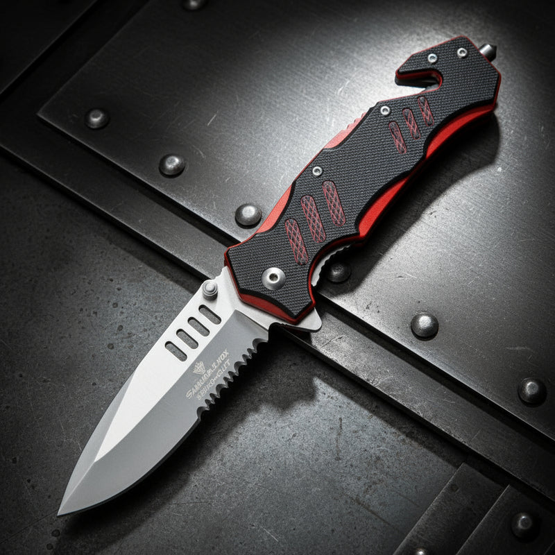 MTech USA 8" Red/Black Rescue Folding Knife