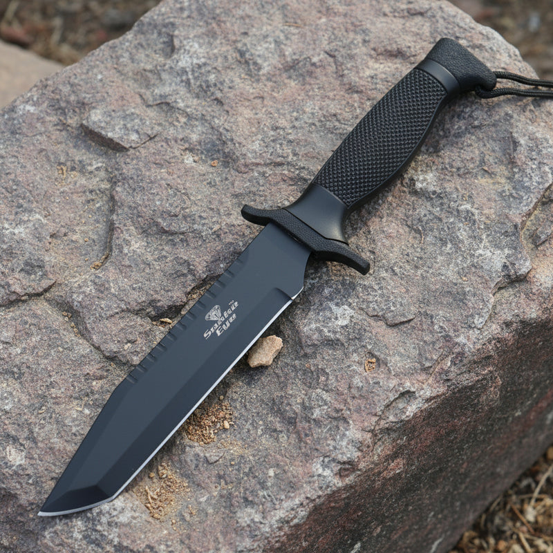 Snake Eye 12" Black Tactical Fixed Blade Tanto Knife