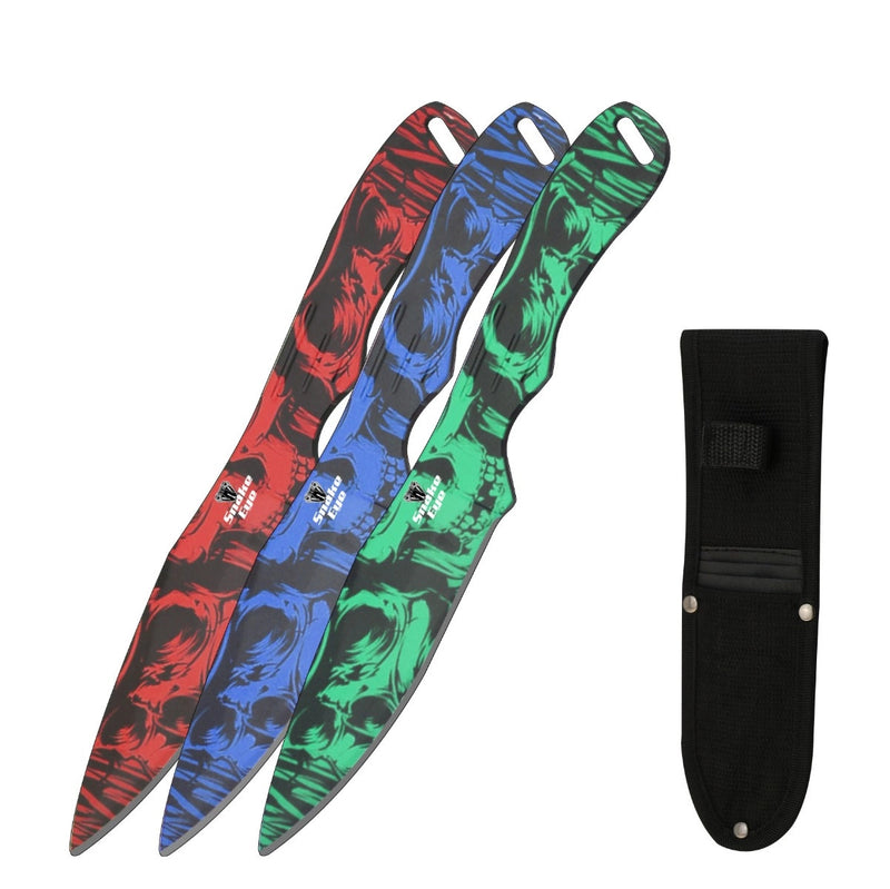 Snake Eye Skeletor Drop Point Throwing Knife Set 9"