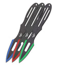 Snake Eye Coloured Cutout Spearpoint Throwing Knife Set 9"