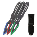 Snake Eye Coloured Cutout Spearpoint Throwing Knife Set 9"